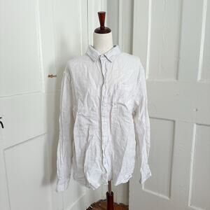 Panama Jack 100% Linen White Button Up Long Sleeve Shirt Men's XL